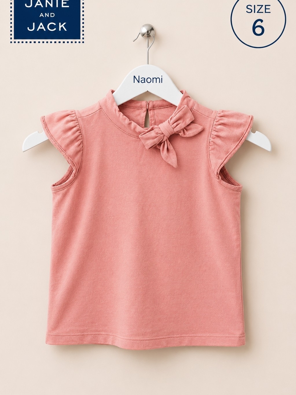 Janie and Jack Coral Bow-Trim Sleeveless Top